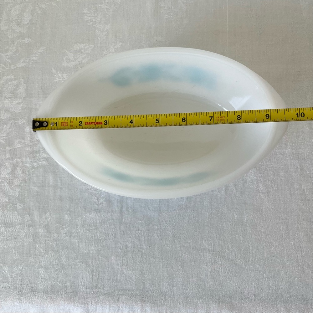 Vintage 1 QT. Glasbake White and Blue Floral Baking Casserole Dish - Picture 6 of 13